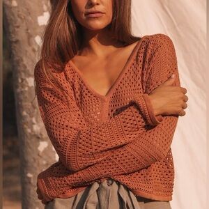 Billabong Good Times Rust Brown Knit Long Sleeve